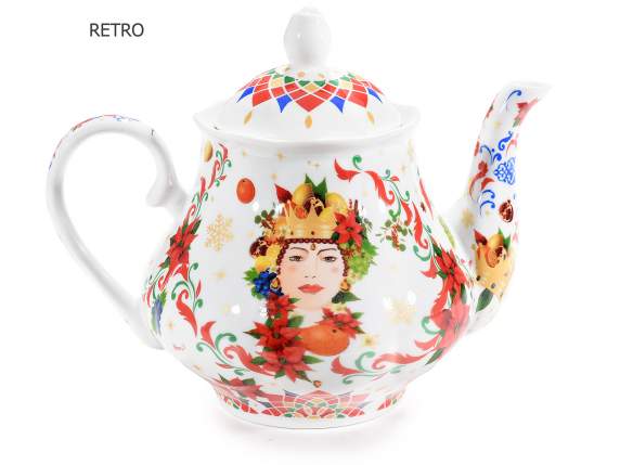 Porcelain teapot with Gusto Mediterraneo decorations
