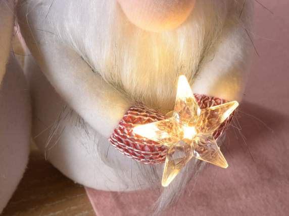 Țesătură Moș Crăciun cu stea luminoasă LED și inimă mică