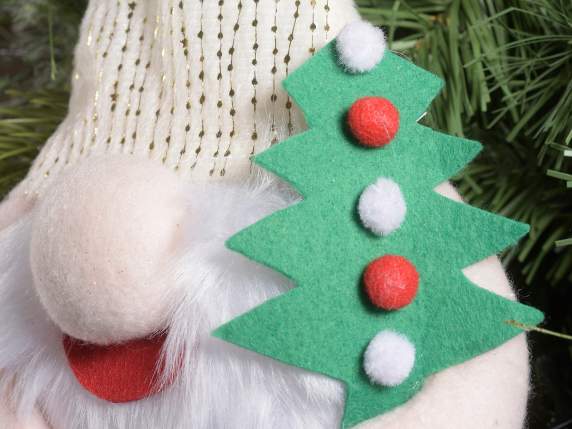 Père Noël en tissu avec arbre coloré à suspendre