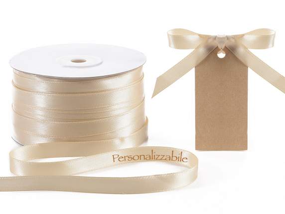Personalized double satin ribbon 10mm ecru