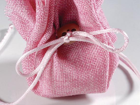 Tul de tela cuadrada con borde de flecos y corbata rosa