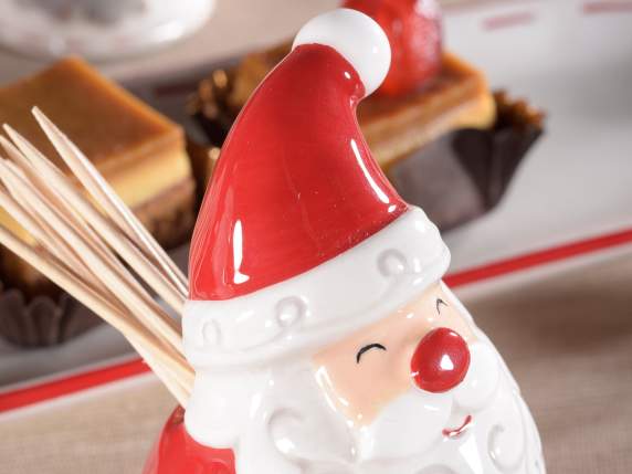 Weihnachtsmann-Zahnstocherset und Keramik-Vorspeisenteller
