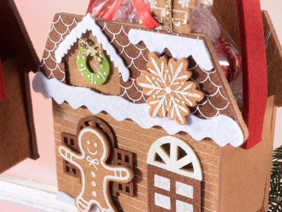 Geantă mică de casă din pânză cu decorațiuni „Turtă dulce”.