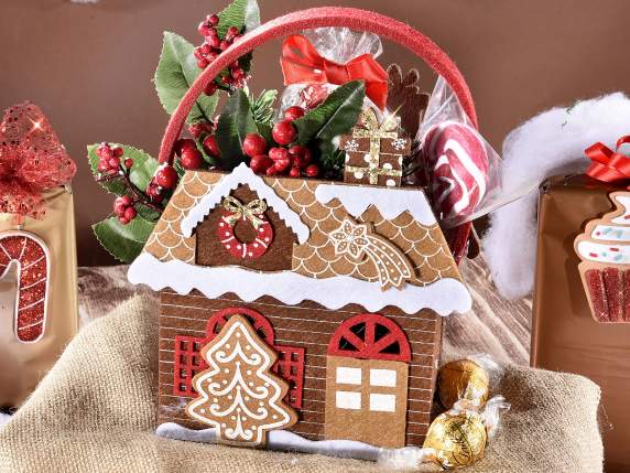 Geantă mică de casă din pânză cu decorațiuni „Turtă dulce”.