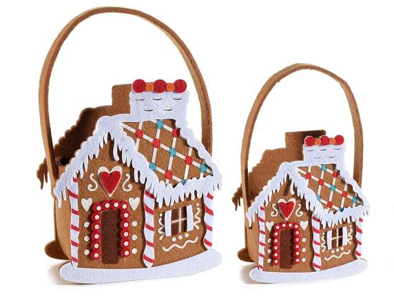 Set of 2 gingerbread house cloth handbags
