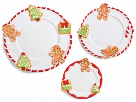 Set of 3 ceramic plates with Biscottini decorations