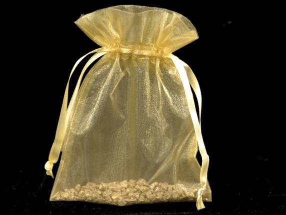 Bag in gold organza 12x16 cm with tie