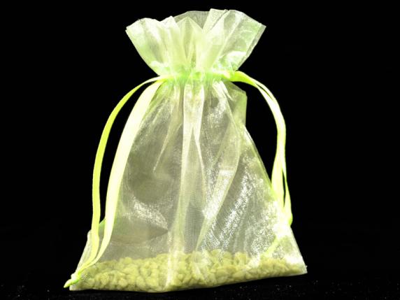 Apple green organza bag 12x16 cm with tie