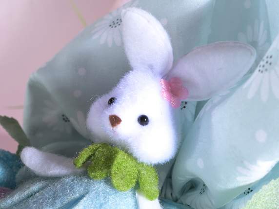 Coniglietto gambelunghe con vestito a fiore da appendere