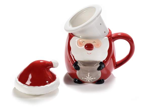 Tasse à thé avec personnage de Noël avec filtre et couvercle