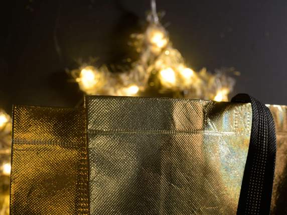 Maxi sac en tissu intissé métallisé doré