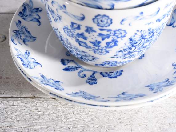 Tasse à thé et soucoupe en porcelaine décors Blu Porcelaine