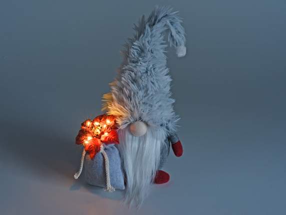 Stoff-Weihnachtsmann mit Sack und Weihnachtsstern mit LED-Li