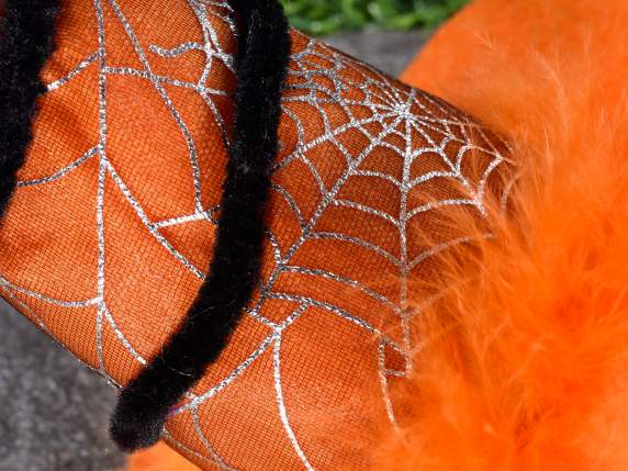 Halloween-Stirnband mit Federhut und Spinne