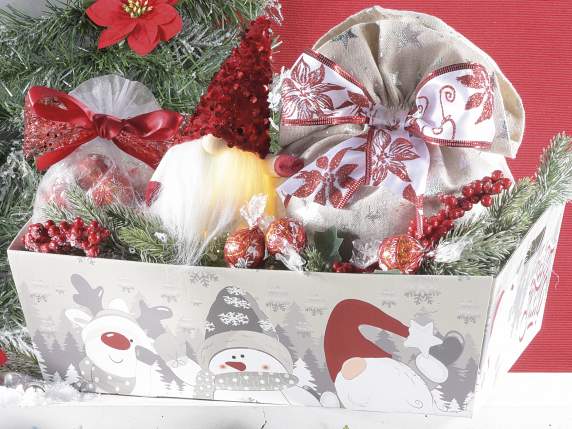Papierschale mit Griffen und Snow Holiday-Dekorationen