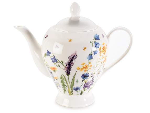 Teekanne aus Porzellan mit Blumendekor