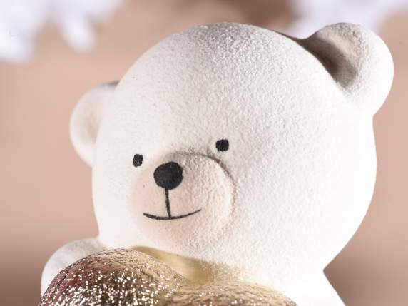 Teddybär aus mattem Porzellan mit einem metallisch-goldenen