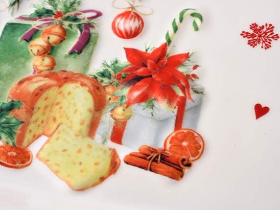 Glänzender Keramikteller mit „Christmas Delights“-Dekoration