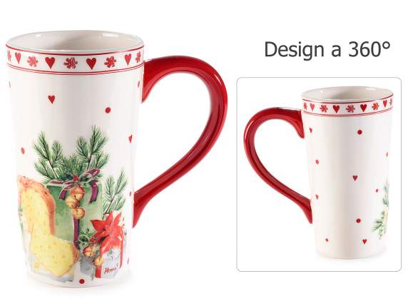 Glänzende Keramiktasse mit „Christmas Delights“-Dekoration
