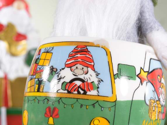 Porzellantasse mit Rädern Gnomes Singers mit Geschenkbox
