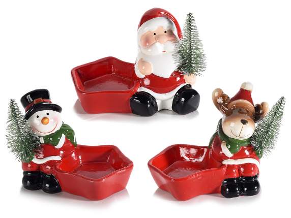 Sternförmiger Teelichthalter aus Keramik mit Weihnachtschara