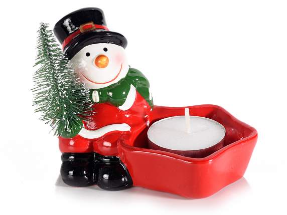 Sternförmiger Teelichthalter aus Keramik mit Weihnachtschara