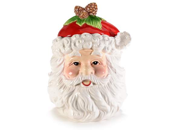 Keramik-Weihnachtsmann-Lebensmittelglas mit Tannenzapfen