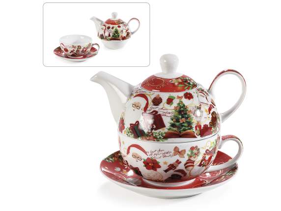 Porzellantassen- und Teekannen-Set „Weihnachtsfee“