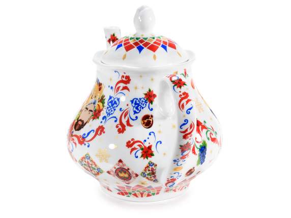 Teekanne aus Porzellan mit Gusto Mediterraneo-Dekorationen
