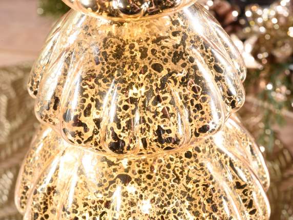 Set mit 2 Weihnachtsbäumen aus Glas mit LED-Beleuchtung