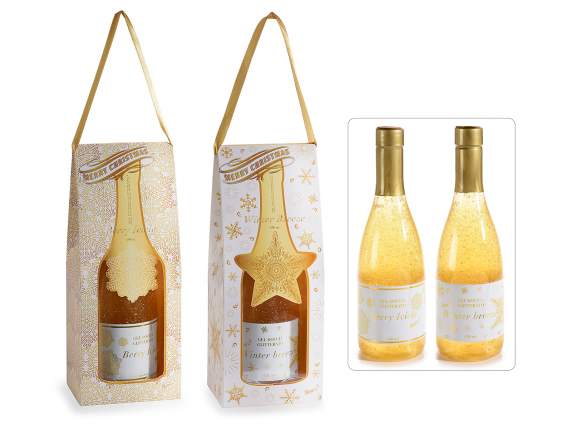 Flasche „Champagner“ mit glitzerndem Duschgel in Box Geschen