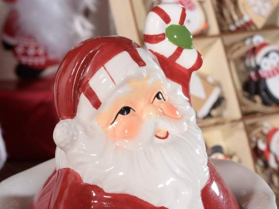 Keramik-Lebensmittelglas mit Weihnachtsmann und Dekorationen