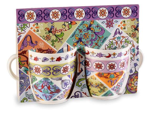 Geschenkbox mit 2 Tassen aus „Maiolica“-Porzellan
