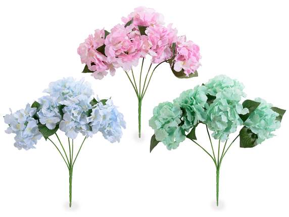 Blumenstrauß mit 5 Zweigen künstlicher Hortensien aus Stoff