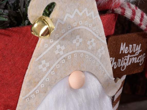 Eimerkorb aus Stoff mit Weihnachtsmann mit Glocke