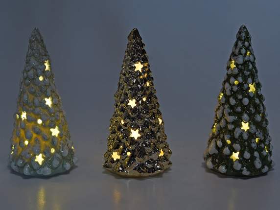 Glänzender Keramikbaum mit warmweißem LED-Licht