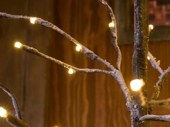Baum Mt 1,20 H braun beschneit mit 96 warmweißen LED-Leuchte
