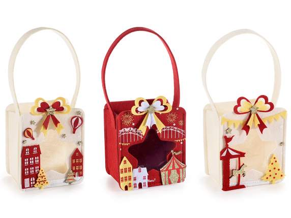 Stoffhandtasche mit Fenster und Henkel „Christmas Park“