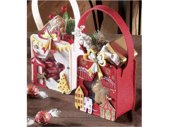 Stoffhandtasche mit Fenster und Henkel „Christmas Park“