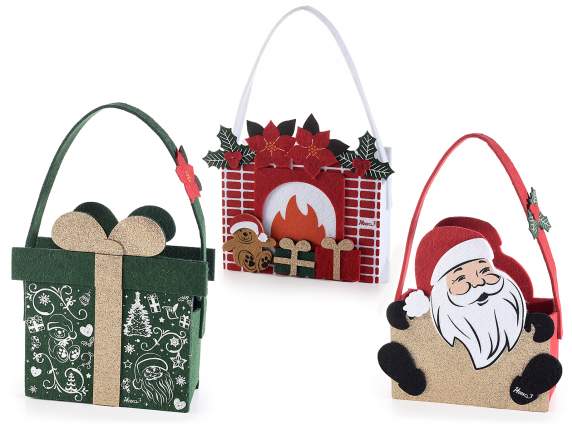 Stoffhandtasche mit geprägten Verzierungen „Weihnachtsmärche