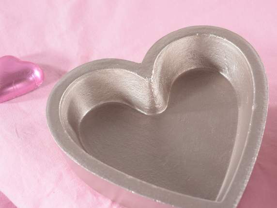 Set of 2 heart-shaped decorative trays in champagne-colored