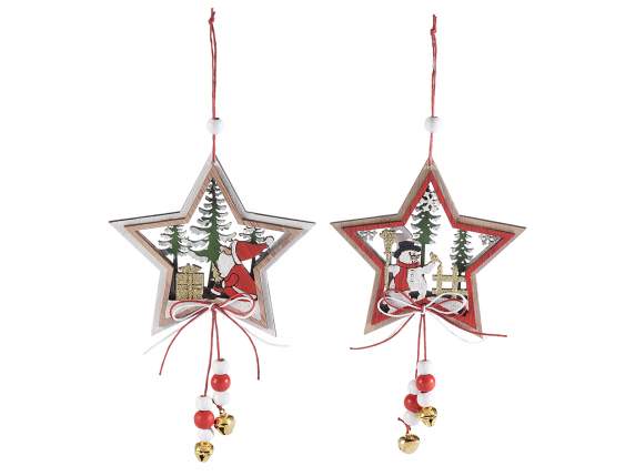 Ingrosso decoro albero stella legno