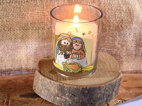 Conf. a Presepe con 3 candele profumate in vasetto di vetro