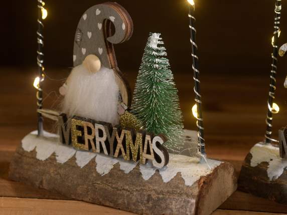 Decorazione in legno Merry Xmas con luci led da appoggiare