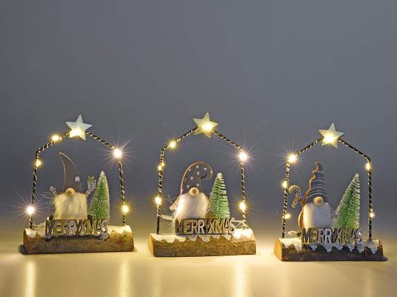 Decorazione in legno Merry Xmas con luci led da appoggiare