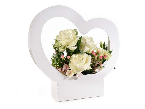 Heart-shaped paper flower holder with waterproof cover