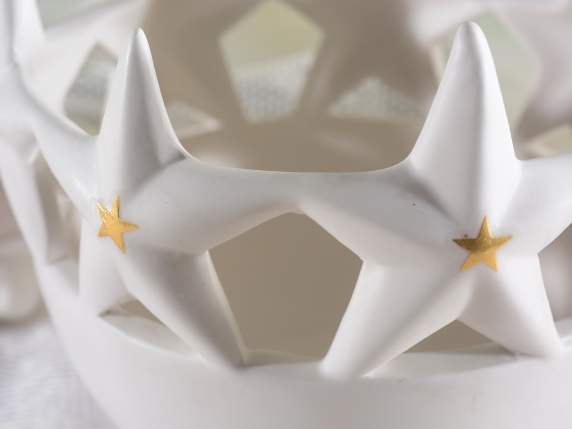 Set 3 vasi in ceramica con bordi di stelle e dettagli dorati