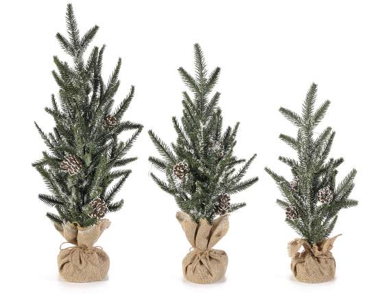 Set de 3 árboles de Navidad artificiales con luces LED, base