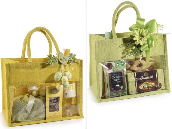Jute bag with window and rope handles