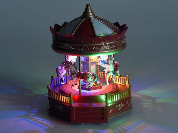 Karussell-Spieluhr aus Kunstharz mit Lichtern, Bewegung, Mus